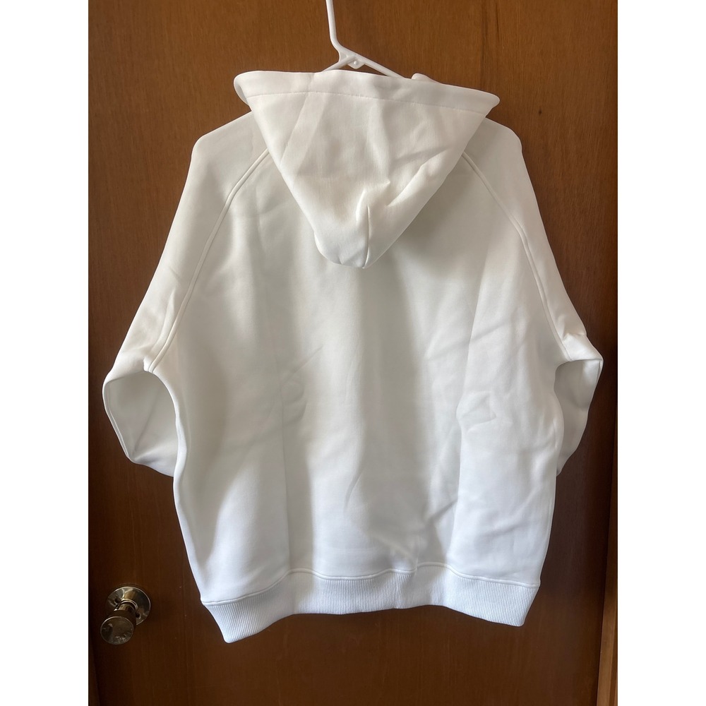 Wuuair Fashion Womens White Raglan Sleeve Hoodie Sweatshirt Large NWT - Picture 3 of 7